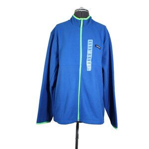 Lands' End men's full‎ zip mock neck textured grid fleece performance jacket L